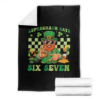 Funny Leprechaun Says Six Seven Throw Blanket St Patricks Day