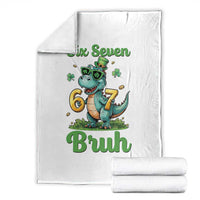 Funny Dinosaur Says Six Seven Throw Blanket St Patricks Day