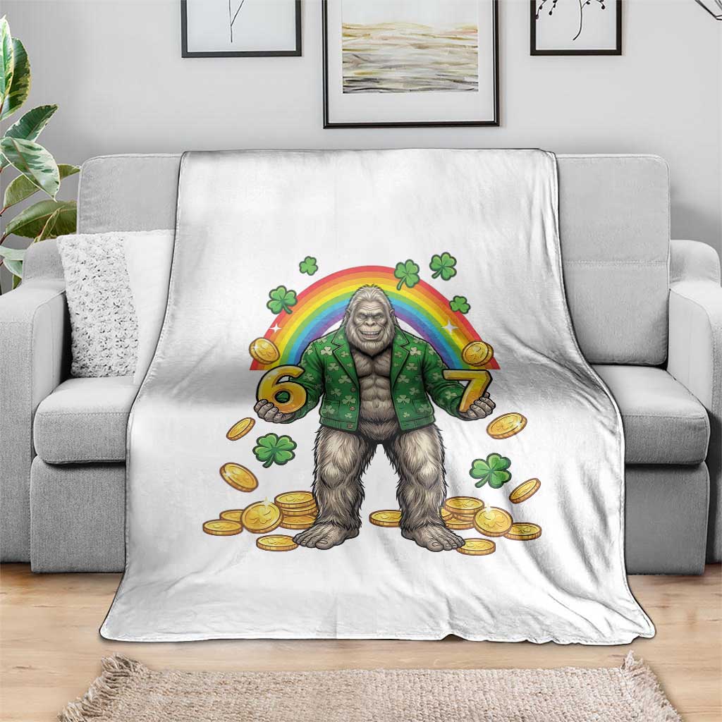 Bigfoot Six Seven Meme Throw Blanket Funny St Patricks Day Gift