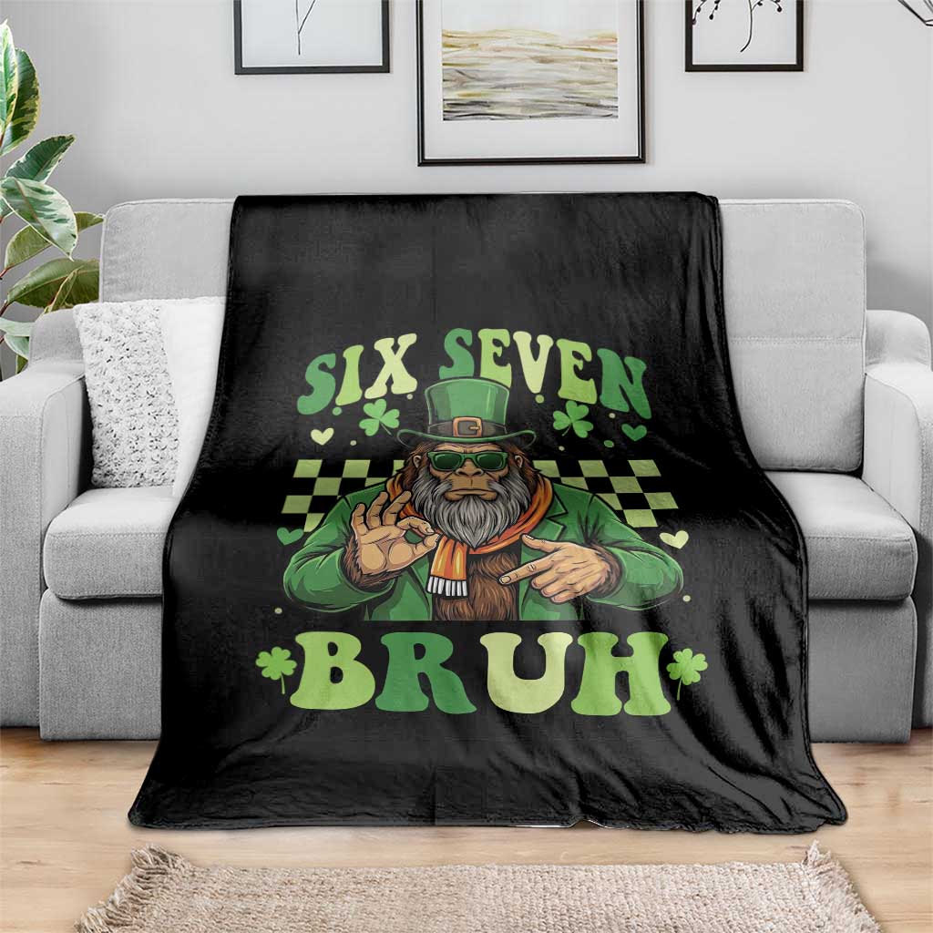 Bigfoot Six Seven Bruh Throw Blanket Gen Z Irish Gift