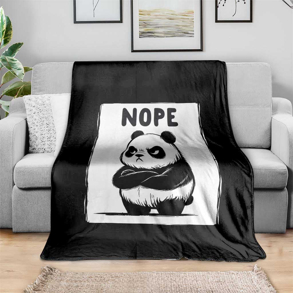 Grumpy Panda Says Nope Throw Blanket Japanese Aesthetic Panda Bear Graphic