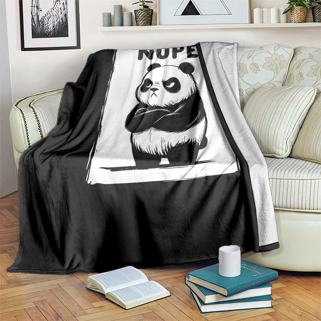 Grumpy Panda Says Nope Throw Blanket Japanese Aesthetic Panda Bear Graphic