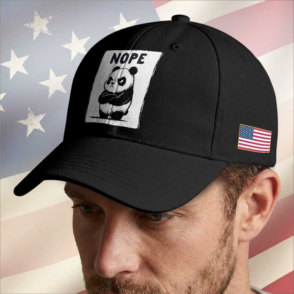 Grumpy Panda Says Nope Baseball Cap Japanese Aesthetic Panda Bear Graphic