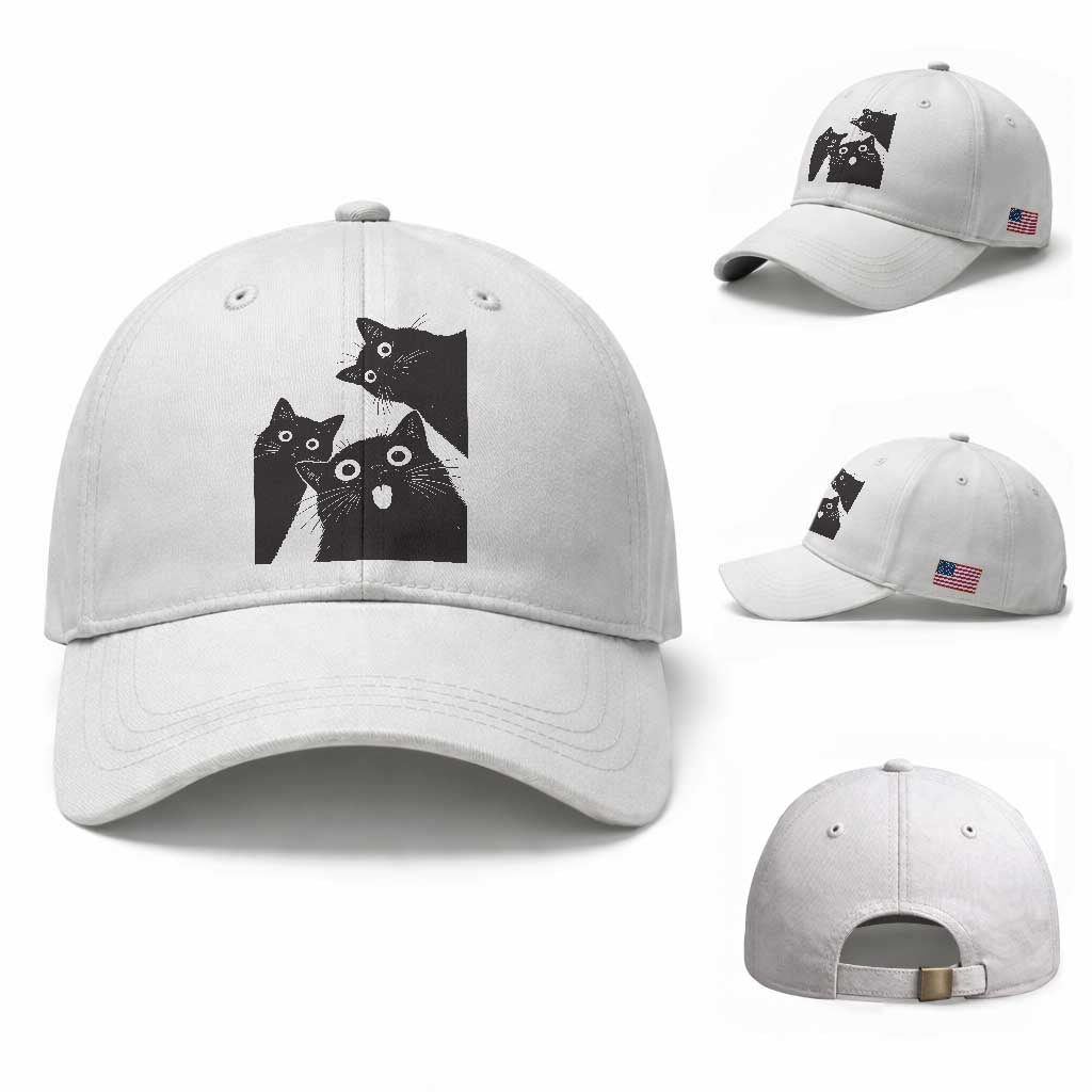 Funny Japanese Black Cat Is Watching You Baseball Cap Cat Lover