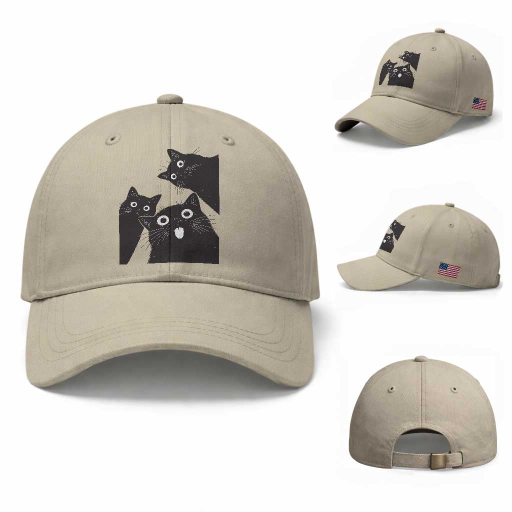 Funny Japanese Black Cat Is Watching You Baseball Cap Cat Lover