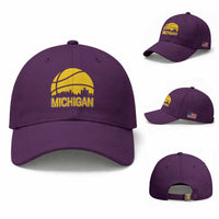 Vintage Michigan Skyline Baseball Cap Basketball Lover Gift