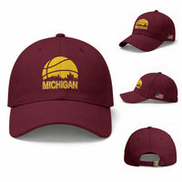 Vintage Michigan Skyline Baseball Cap Basketball Lover Gift