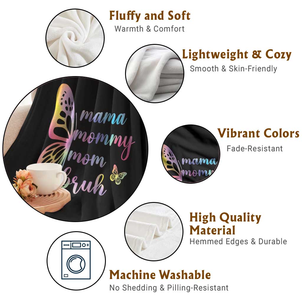 Funny Mom Saying Gift Throw Blanket Mama Mommy Mom Bruh