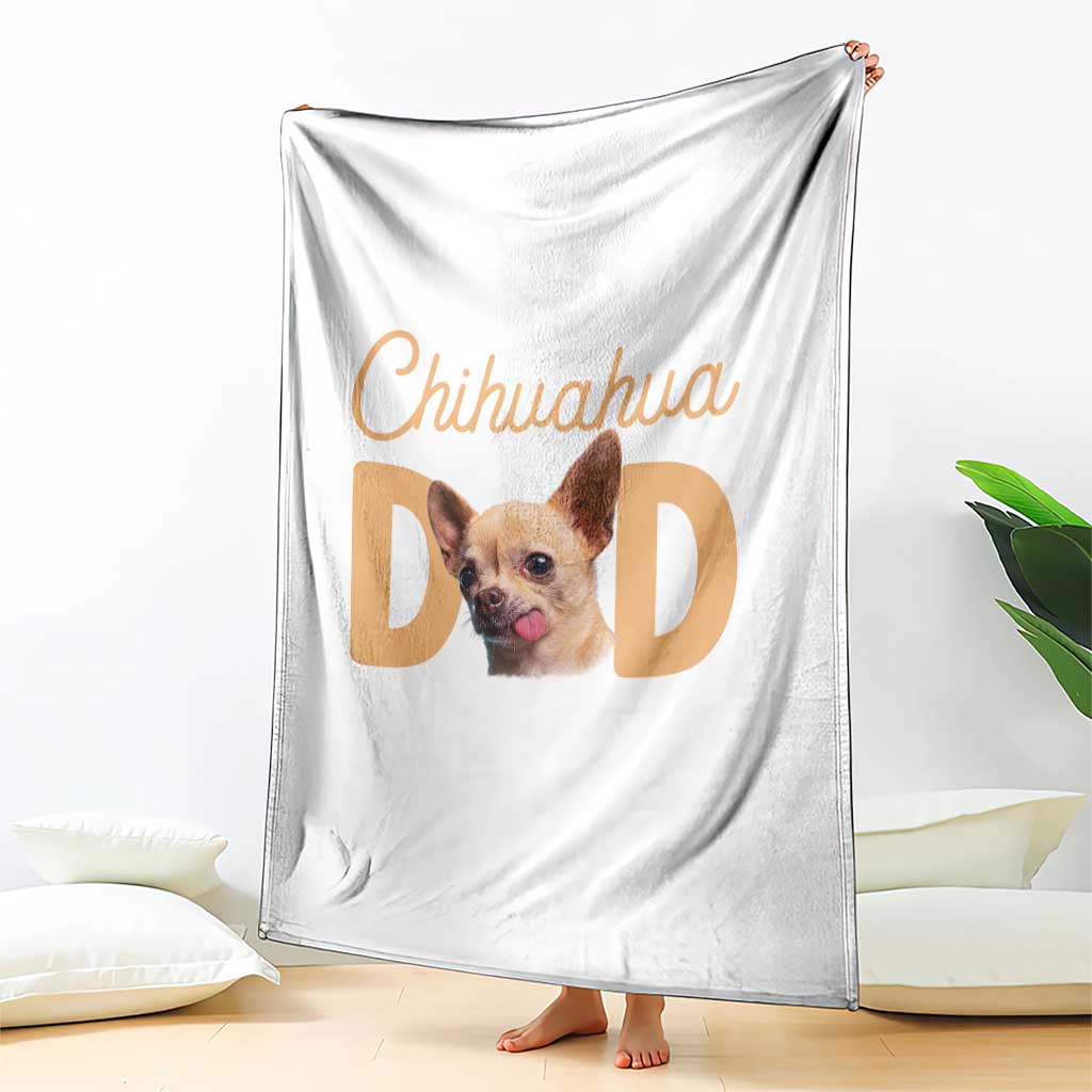 Proud Chihuahua Dad Throw Blanket Ankle Biter Dog Lover