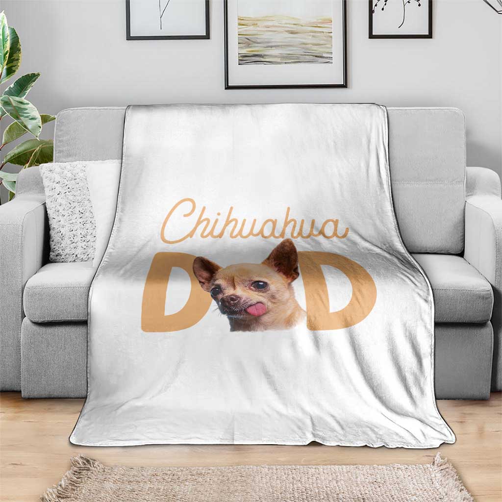 Proud Chihuahua Dad Throw Blanket Ankle Biter Dog Lover