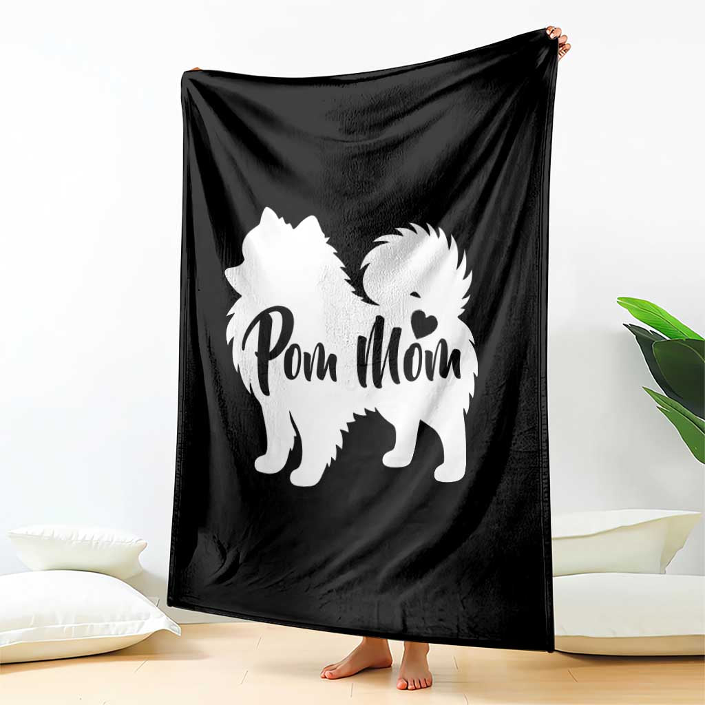 Proud Pom Mom Throw Blanket Pomeranian Dog Lover Gift