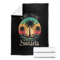 Vintage Always Chasing Sunsets Throw Blanket Hawaiian Tropical Beach Graphic