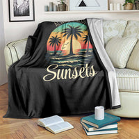 Vintage Always Chasing Sunsets Throw Blanket Hawaiian Tropical Beach Graphic