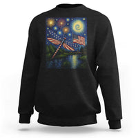 Patriotic Dragonfly Starry Night Swirls Sweatshirt Nature Lovers
