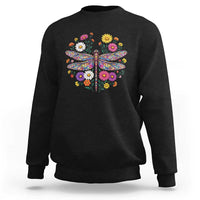 Boho Floral Spring Dragonfly Sweatshirt Colorful Mosaic Insect