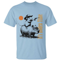 It Is Rodeo Time T Shirt Funny Wild West Mouse Riding Capybara - Wonder Print Shop