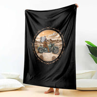 Native American Biker Gift Throw Blanket Skull Motorcycle Rider