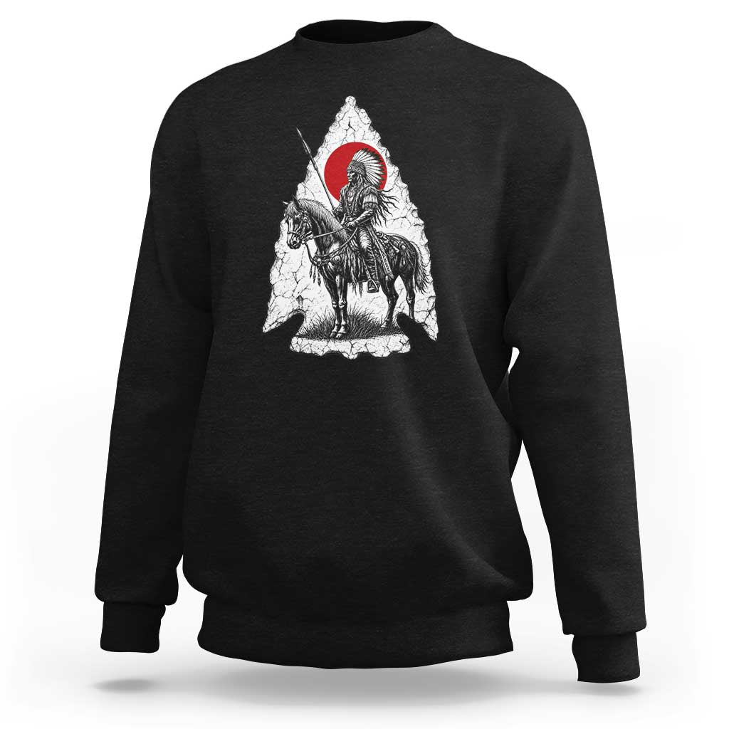 Vintage Native American Warrior Sweatshirt Horse Rider Feather Headdress Graphic