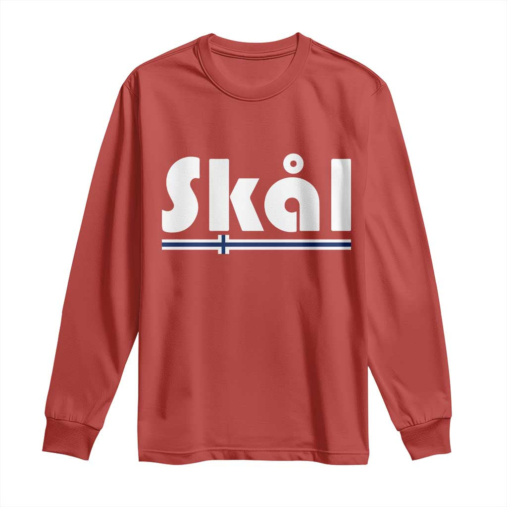 Vintage Norway Norge Skål Flag Graphic Long Sleeve Shirt Proud Norwegian Fan