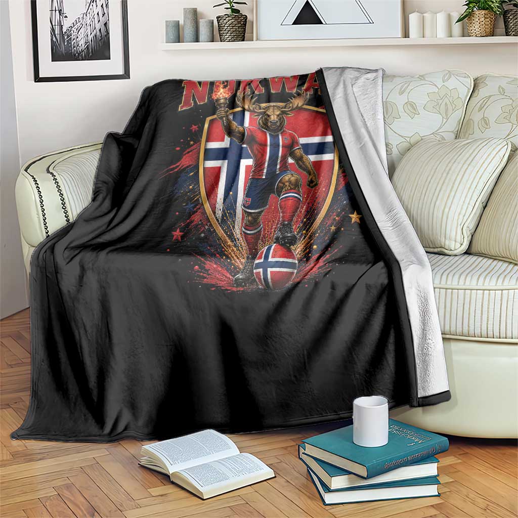 Funny Norway Norwegian Moose Throw Blanket Soccer Fan Game Day Gift