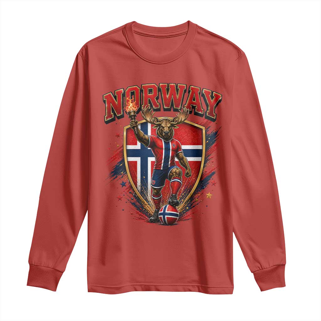 Funny Norway Norwegian Moose Long Sleeve Shirt Soccer Fan Game Day Gift