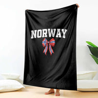 Norwegian Girl Coquette Bow Throw Blanket Norway Flag Pride Gift