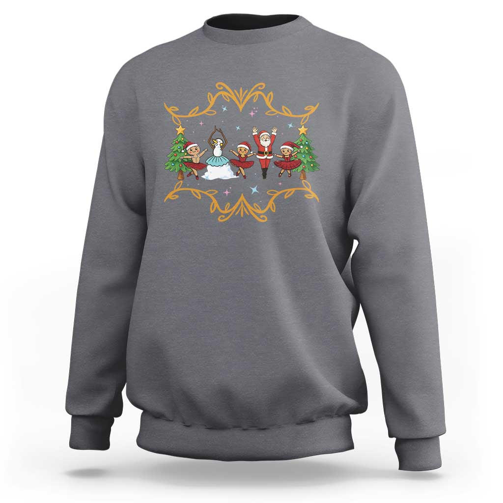 Ballet Lover Christmas Sweatshirt Funny Gingerbread Santa Snowman Dance - Wonder Print Shop