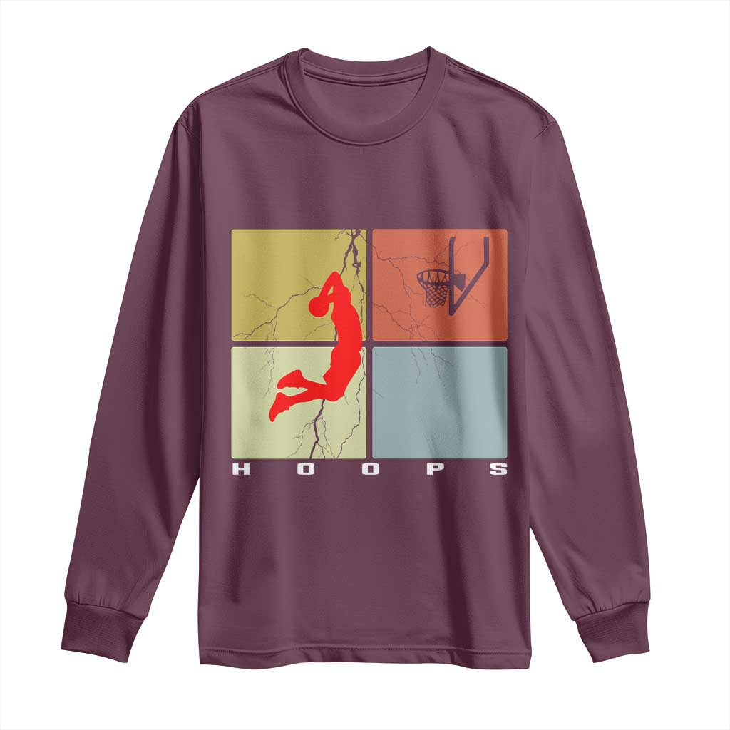 Hoops Life Long Sleeve Shirt Retro Basketball Dunk Silhouette - Wonder Print Shop
