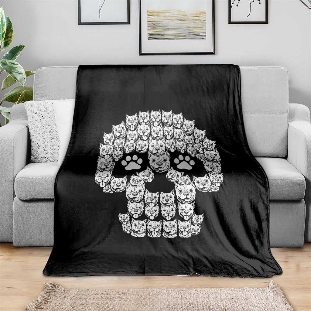 Funny Pitbull Skull Halloween Throw Blanket Bully Dog Lover Spooky Gift