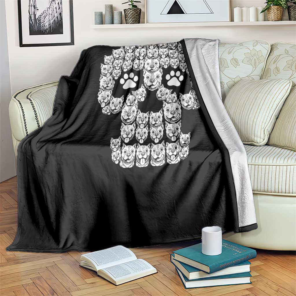 Funny Pitbull Skull Halloween Throw Blanket Bully Dog Lover Spooky Gift