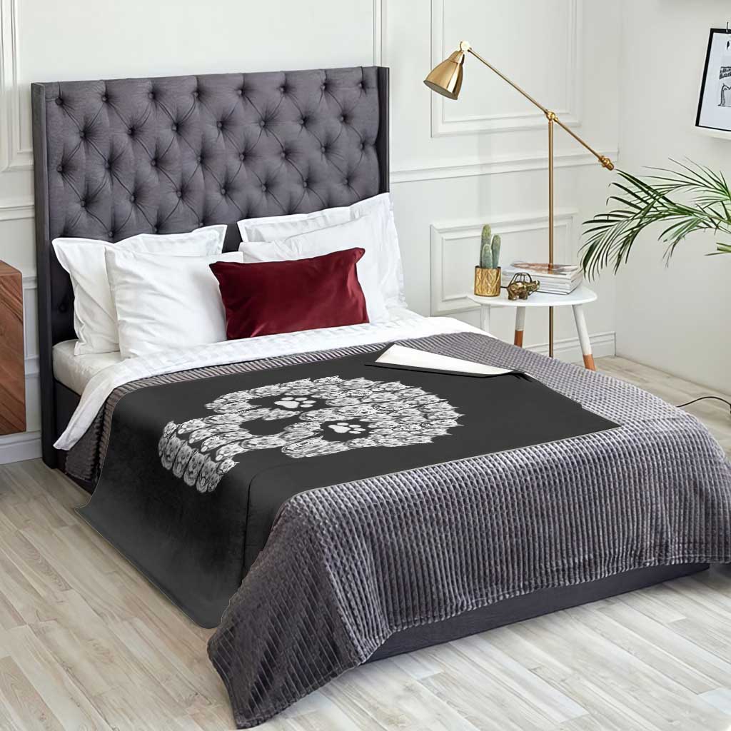 Funny Pitbull Skull Halloween Throw Blanket Bully Dog Lover Spooky Gift