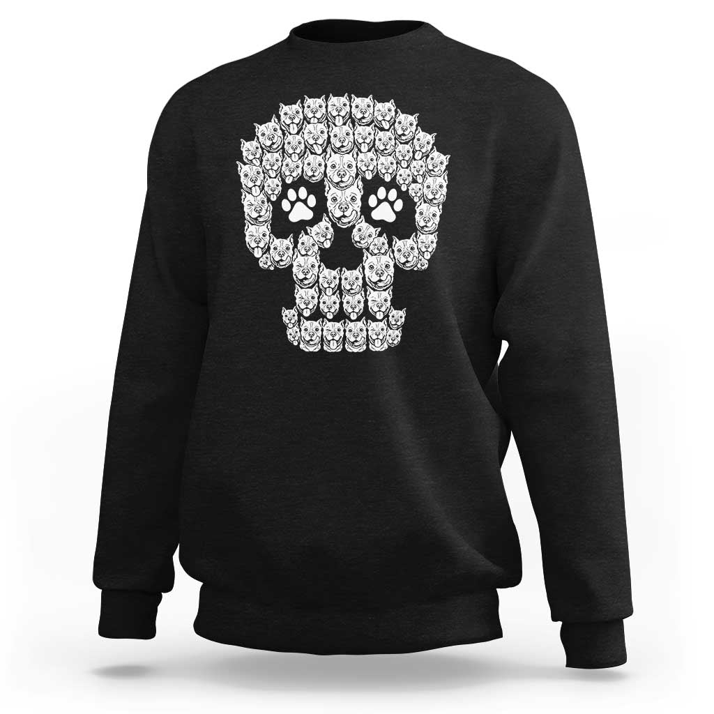 Funny Pitbull Skull Halloween Sweatshirt Bully Dog Lover Spooky Gift