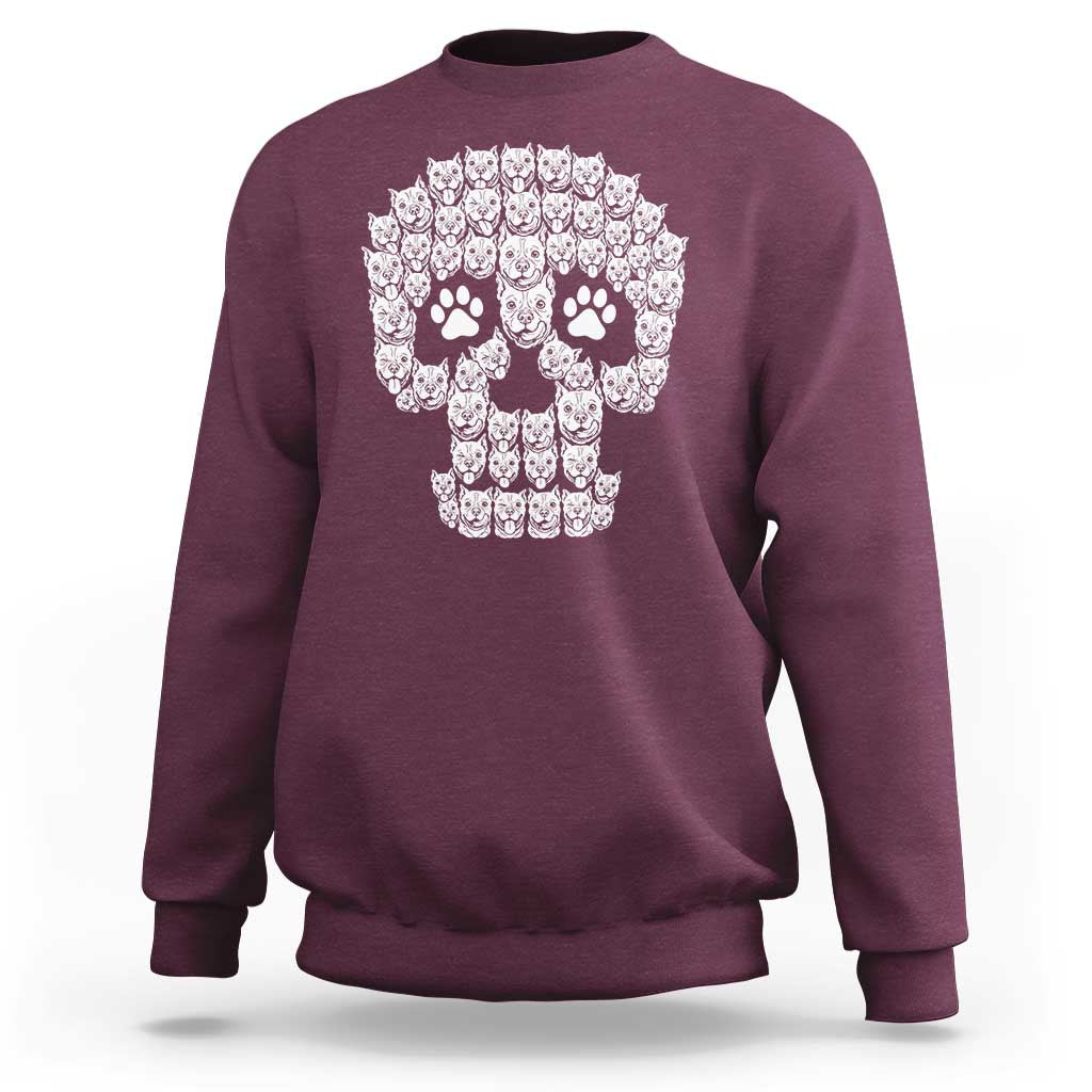 Funny Pitbull Skull Halloween Sweatshirt Bully Dog Lover Spooky Gift
