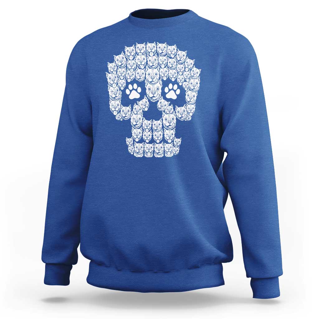 Funny Pitbull Skull Halloween Sweatshirt Bully Dog Lover Spooky Gift