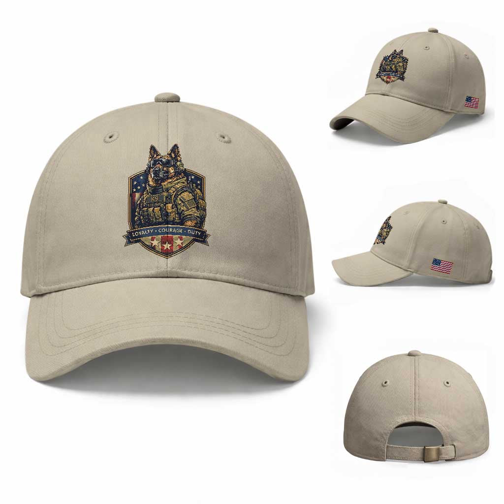 Tactical K9 German Shepherd Dog Baseball Cap Loyalty Courage Duty Patriotic Flag Gift