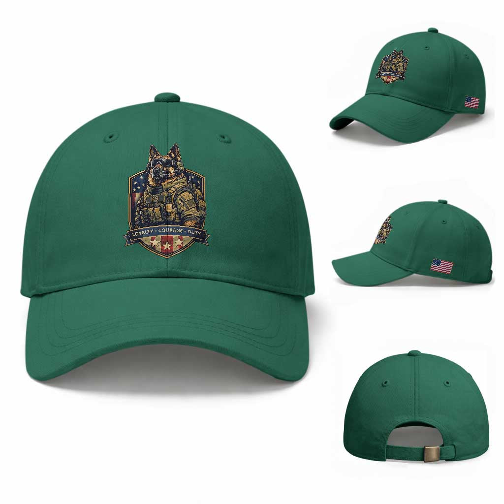 Tactical K9 German Shepherd Dog Baseball Cap Loyalty Courage Duty Patriotic Flag Gift