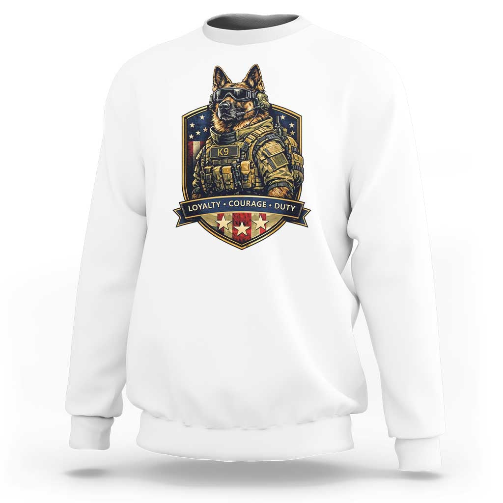 Tactical K9 German Shepherd Dog Sweatshirt Loyalty Courage Duty Patriotic Flag Gift