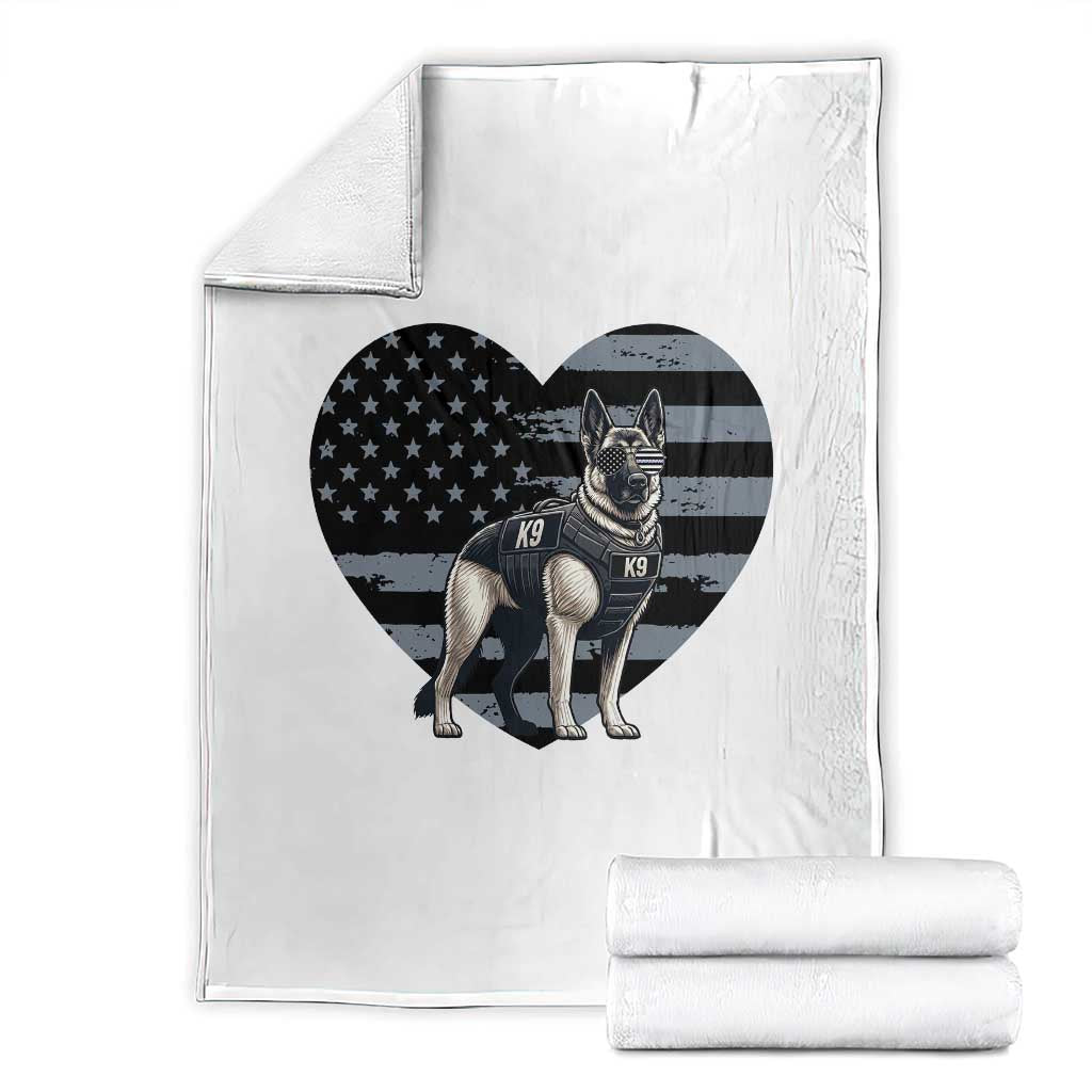 German Shepherd K9 Tactical Dog Throw Blanket Patriotic Police K9 Law Enforcement Gift