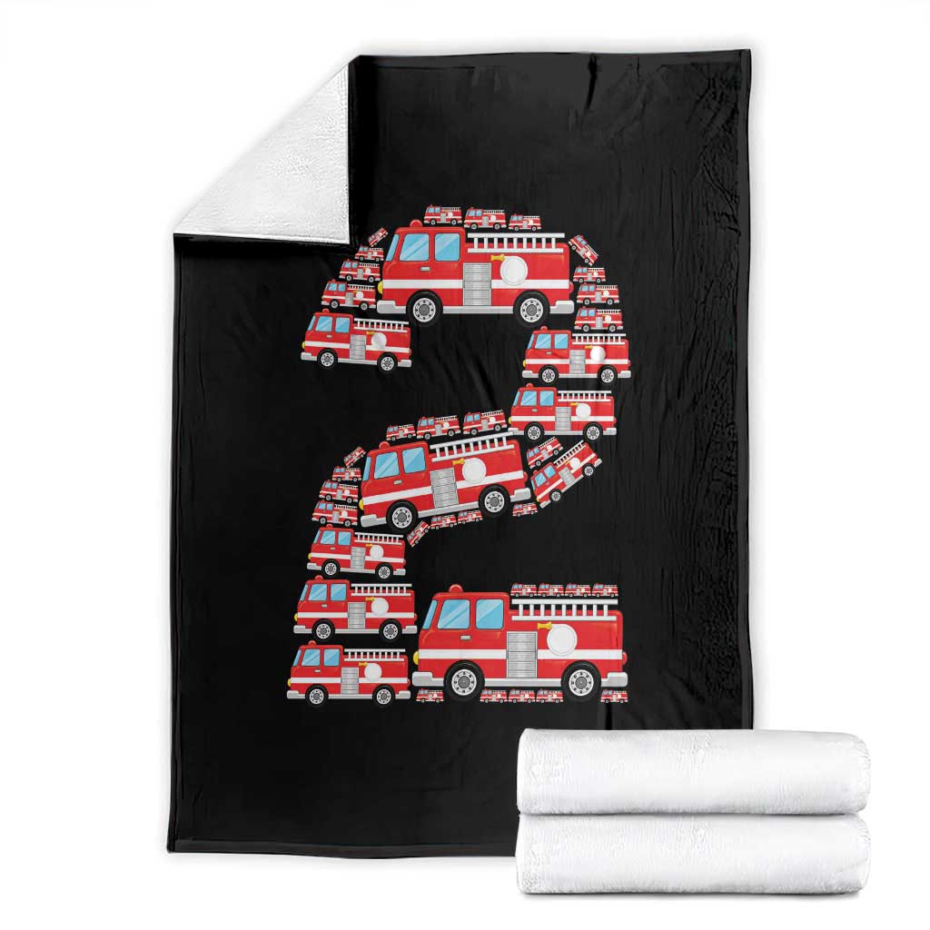 Fire Truck 2nd Birthday Throw Blanket Firefighter Gift For Two Year Old Kid