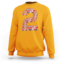 Fire Truck 2nd Birthday Sweatshirt Firefighter Gift For Two Year Old Kid
