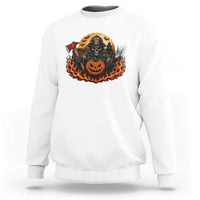 Skeleton Firefighter Pumpkin Halloween Sweatshirt Courage Honor Sacrifice Spooky Gift
