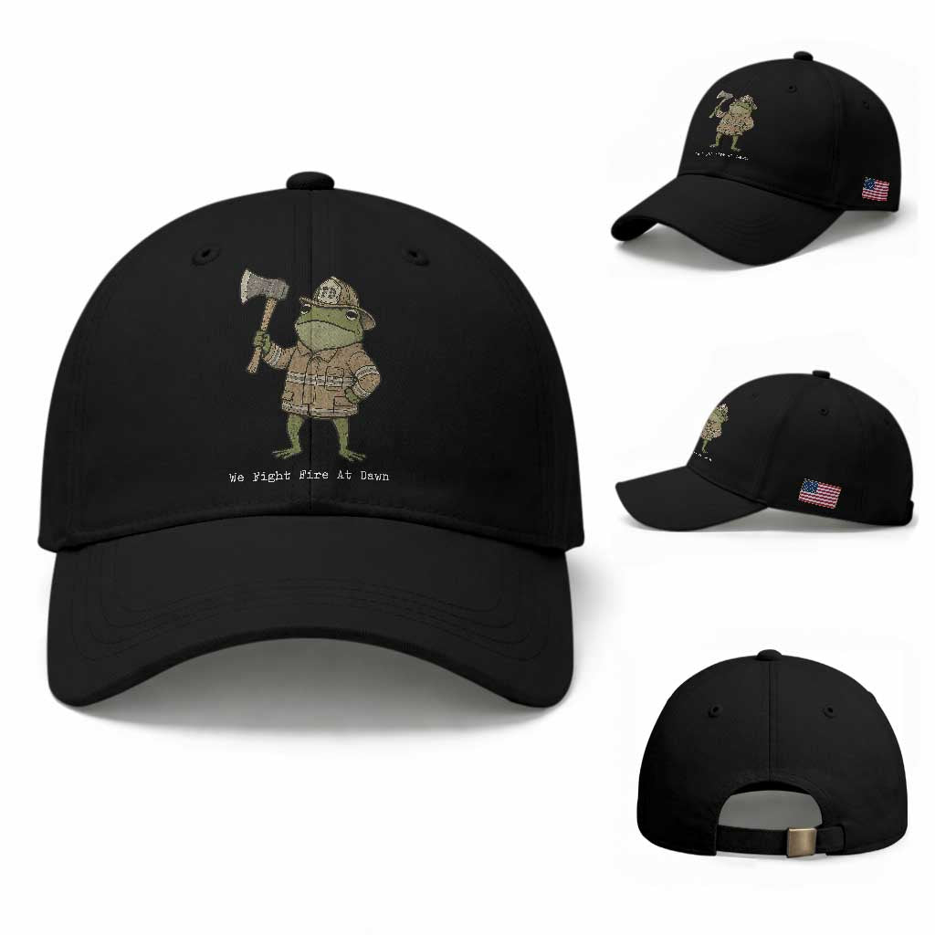 Funny Firefighter Frog We Fight Fire At Dawn Baseball Cap Fireman Gift