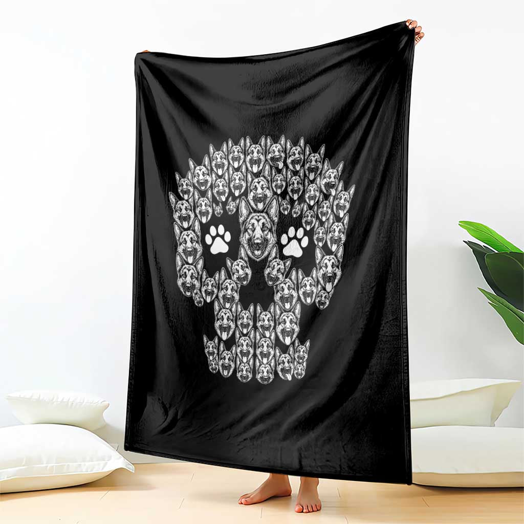 Funny German Shepherd Skull Halloween Throw Blanket Dog Lover Spooky Gift