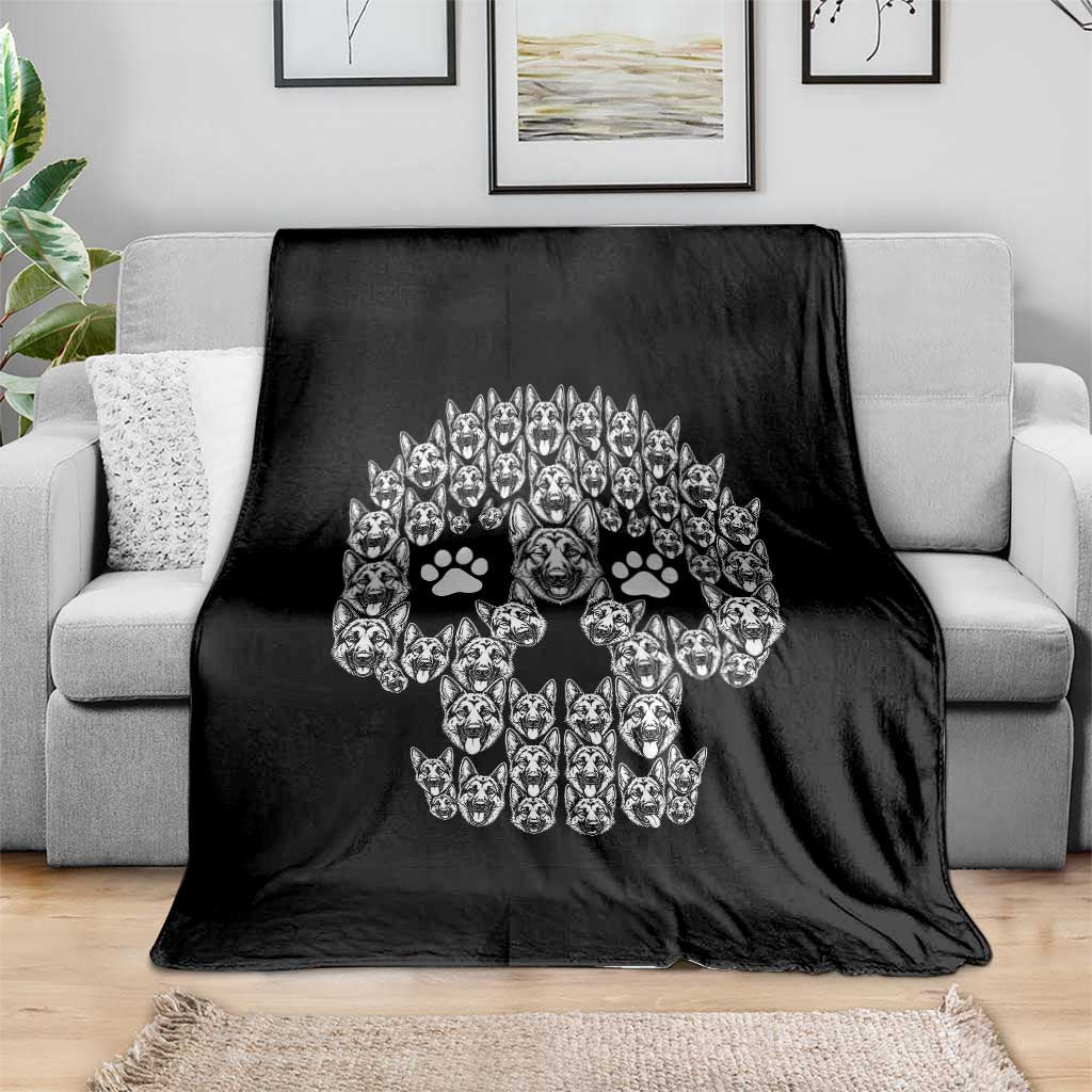 Funny German Shepherd Skull Halloween Throw Blanket Dog Lover Spooky Gift
