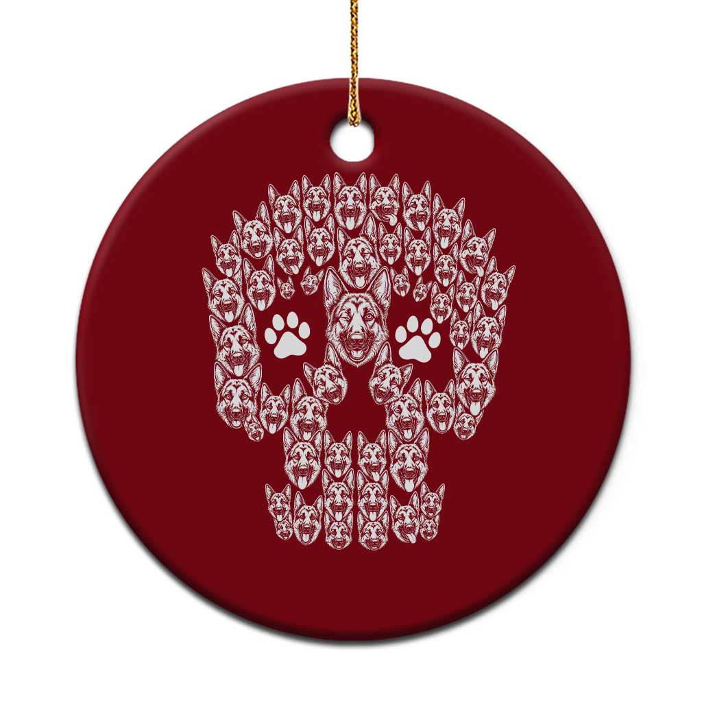 Funny German Shepherd Skull Halloween Ceramic Ornament Dog Lover Spooky Gift