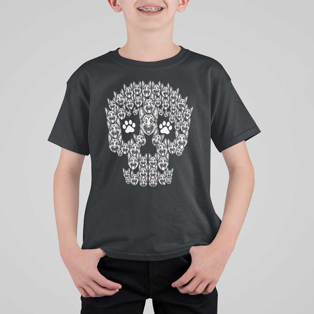 Funny German Shepherd Skull Halloween T Shirt For Kid Dog Lover Spooky Gift