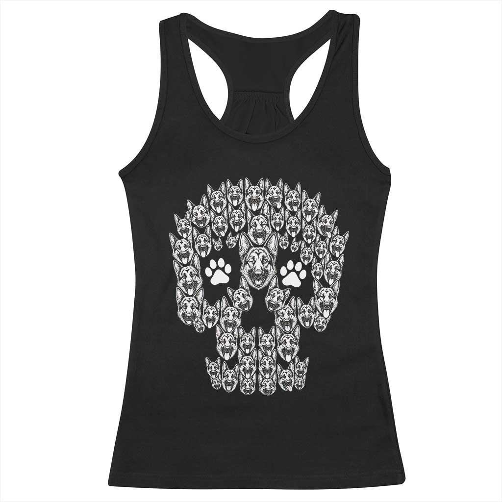 Funny German Shepherd Skull Halloween Racerback Tank Top Dog Lover Spooky Gift