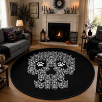 Funny German Shepherd Skull Halloween Round Rug Dog Lover Spooky Gift