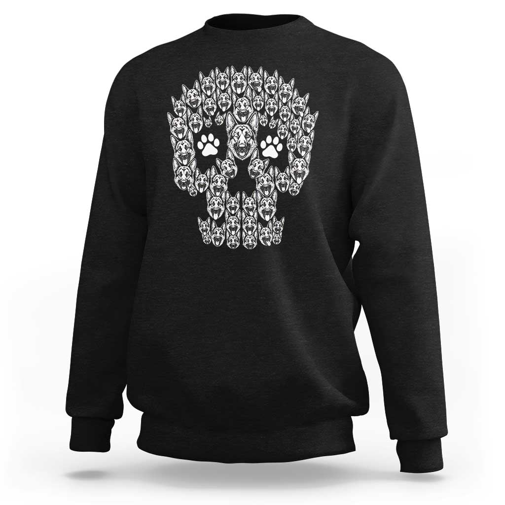 Funny German Shepherd Skull Halloween Sweatshirt Dog Lover Spooky Gift