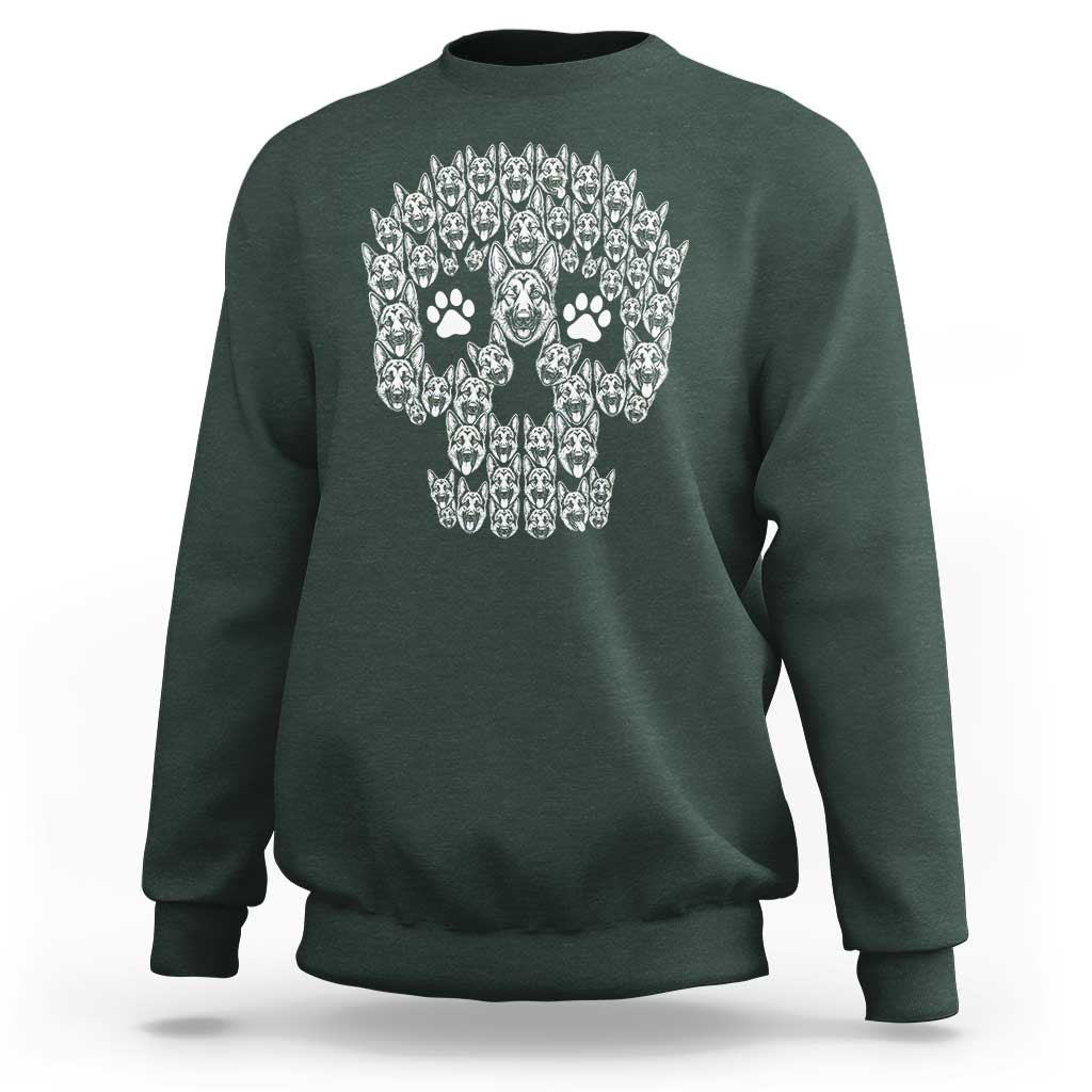 Funny German Shepherd Skull Halloween Sweatshirt Dog Lover Spooky Gift